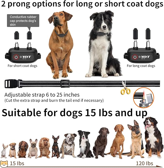 Dog Training E-Collar, 4 Modes: Beeping, Vibrating, Safe Stimulating, Boost Stimulating, Remote Control Range 1/2 Mile, Rechargeable, (15-120lbs), Waterproof IPX7, Security Lock