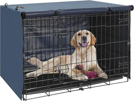 Dog Crate Cover - Kennel Covers Fit for 30 Inch Dog Crate, Double Door Polyester for Wire Puppy Crate Indoor Outdoor Protection, Blue
