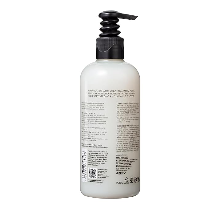 Bleach London Reincarnation Bond Restoring Shampoo: Strengthening Daily Shampoo for All Hair Types - Vegan & PETA-Approved - (300ml / 10.1oz)