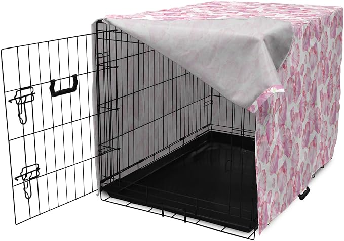 Ambesonne Watercolor Flowers Dog Crate Cover, Pastel Petals Romantic Rose Leaf Botanical Beauty Essence, Easy to Use Pet Kennel Cover for Small Dogs Puppies Kittens, 22 Inch, White Pink