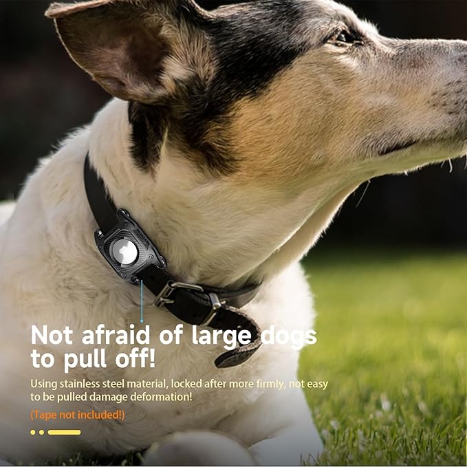 IP68 Waterproof Airtag Case for Dog Collar [1 Pack] Airtag Dog Collar Holder Hard TPU Full Protection Airtag Holder with Removable Handle Cat Dog GPS Tracker Anti Loss air tag Cover（Black）