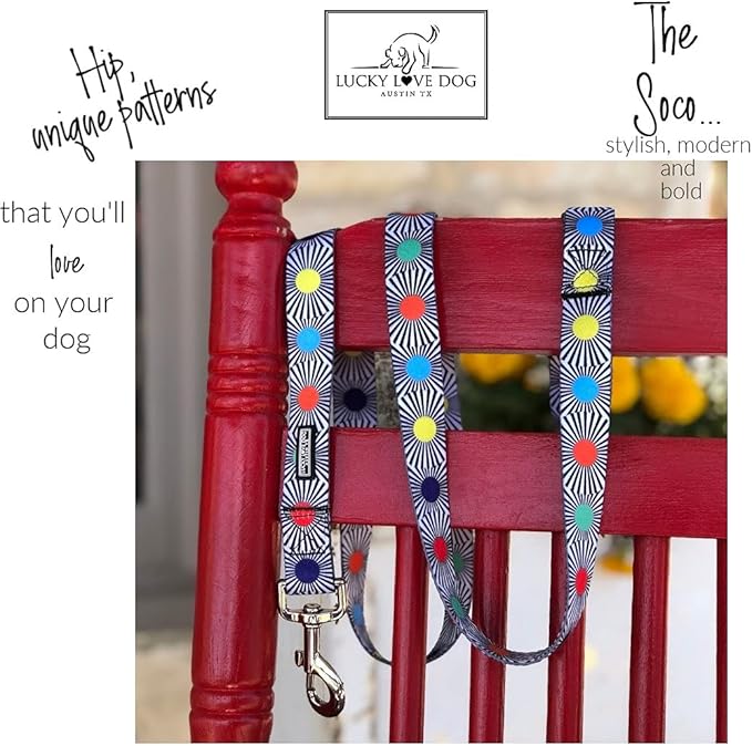 Lucky Love Dog, Adjustable Fun Style Martingale Collar for Dogs, Comfy & Bright Color, Premium No Slip Dog Collar - (Medium, SOCO Mart)