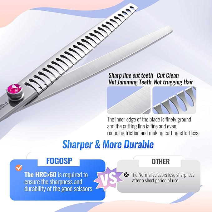 Chunkers Dog Grooming Scissors 7.0 in Professional Thinning Shears for Dogs Pet Grooming Scissors Chunkers Shears Dog Grooming Japan 440C 70% Thinning Rate 18 Teeth(7.0'',Chunkers)