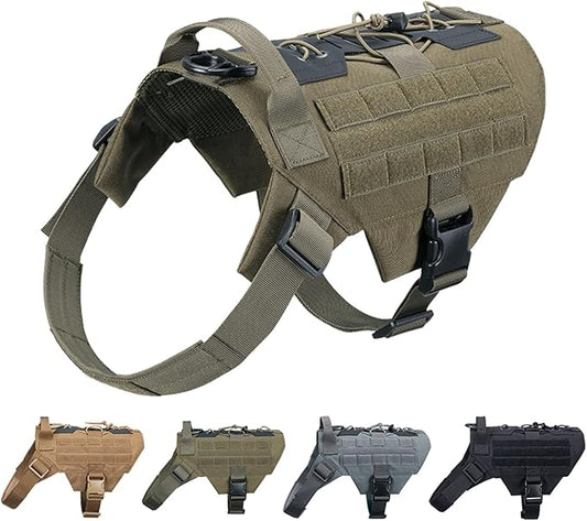 EXCELLENT ELITE SPANKER Dog Harness Tactical Military Dog Harness Adjustable No-Pull Dog Harness Training Hunting Dog Tactical Vest with Handle(RGN-M)