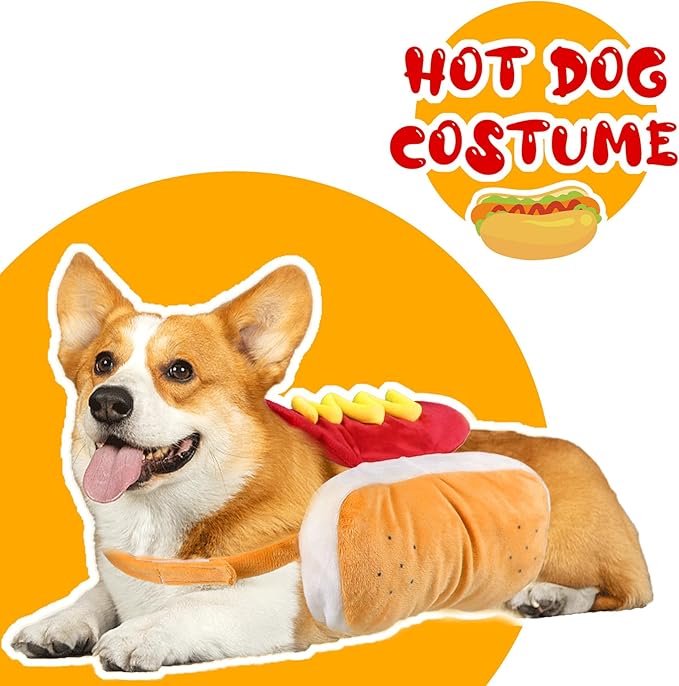 Dog Hot Dog Costume, Dog Halloween Costumes Funny Pet Hot Dog Costume for XS Small Medium Dogs Cats Pets (Small)