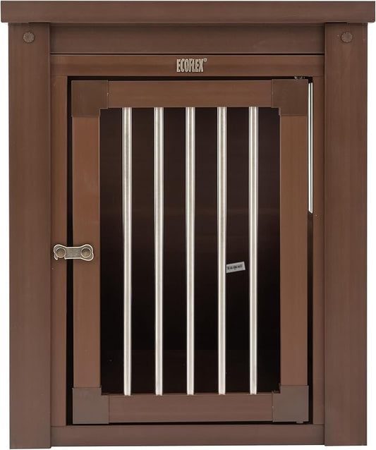 New Age Pet® ECOFLEX® Dog Crate End Table - Medium, Russet Brown, Durable Wood-Plastic Composite with Stainless Steel Latch, Easy Assembly, Fits Dogs Up to 50lbs, Compatible with Inn Place Cushion