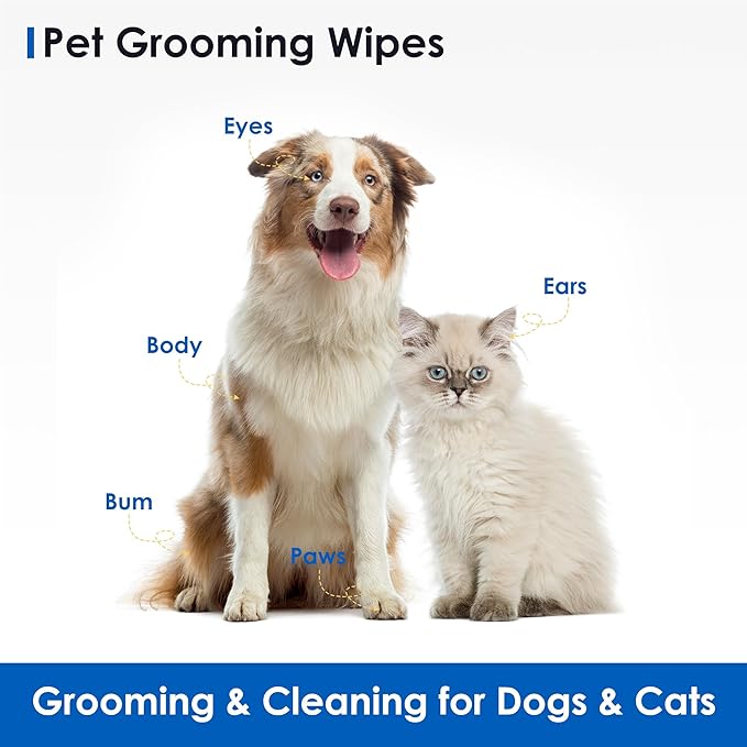 Pet Grooming Wipes for Dogs & Cats, 400 Count, 8"x8" Ultra Thick & Soft, Unscented, Hypoallergenic Formula, Safe on Coat, Paws, Ears, Bum & Sensitive Skin