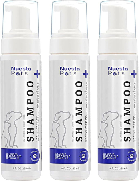 Pets Waterless No-Rinse Pet Shampoo | Soothing Hypoallergenic Gentle | time-Saving Stress-Free foaming Cleanser (3 8 fl oz Bottles Lavender)
