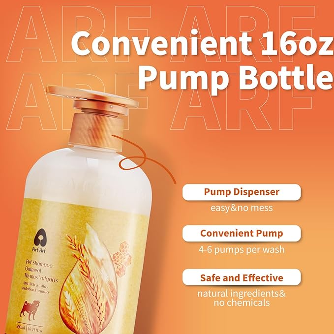 Arf Arf Oatmeal Dog Conditioner for Sensitive Skin - Moisturizing Formula for Dogs & Puppies, Detangling & Anti-Itch Care, 16oz