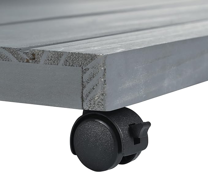 Dog House with Terrace,Weatherproof PVC Roof Small Dogs Kennel W/ 2 Feeding Stainless Bowls and 4 Wheels,Indoor & Outdoor Pine Dog Cage,Easy to Assemble,for Small Dogs,Pets,Gray