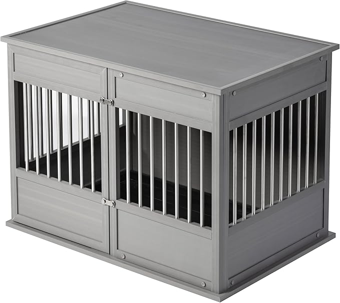 New Age Pet Horizon Pet Crate - Durable ECOFLEX with Stainless Steel Spindles, Bone-Shaped Latches, Easy Access Door, Stylish Design, 10-Year Warranty, Available in 3 Sizes & 2 Colors