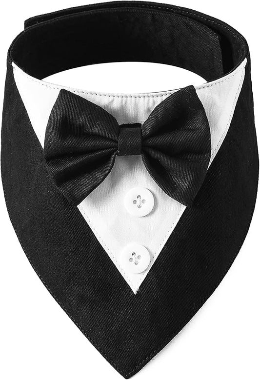 ADOGGYGO Formal Dog Tuxedo Bandana, XS, Black (Wedding, Birthday Costume)