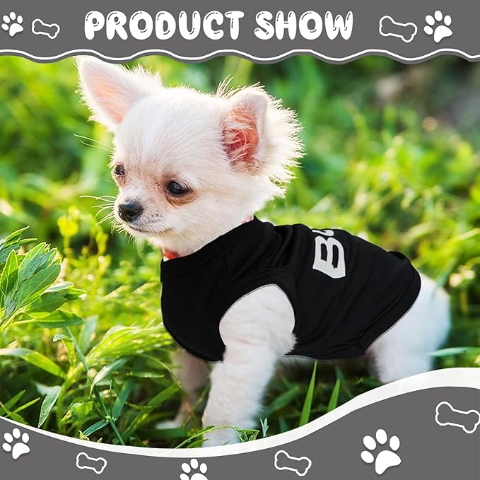 4 Pack Dog Clothes for Small Dog Black Puppy Clothes Soft Chihuahua Clothes K9 Boss Security Pattern Small Dog Shirt Summer Autumn Pet Clothing (XX-Small)