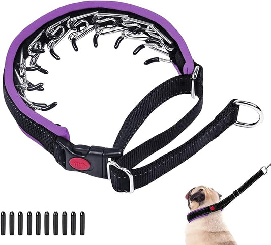 Martingale Collar for Dogs, Heavy Duty Nylon No Pull Dog Collar with Buckle, Adjustable Anti Pull Collar Reflective Slip Collar for Large Medium Small Dog Training Walking S Purple
