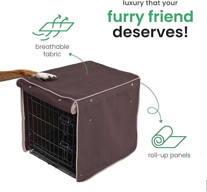 Molly Mutt Landslide Dog Crate Cover, 100% Cotton Canvas Cover with 2 Roll-Up Panels, Ideal for Dog or Cat Crate, Durable, Washable, and Free of Harmful Chemicals, 24" x 18" x 21"