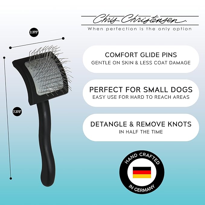 Chris Christensen Baby K Dog Slicker Brush, Groom Like a Professional, Fluff Detangle Style, Saves Time Energy, Black, Small