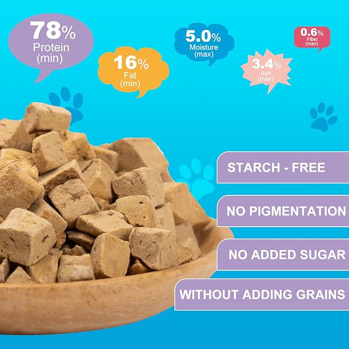 Chicken Liver Dog Treats - Freeze Dried Liver Treats Organic Single Ingredient All Natural Grain-Free Perfect for Training Topper or Snack（4.5oz）