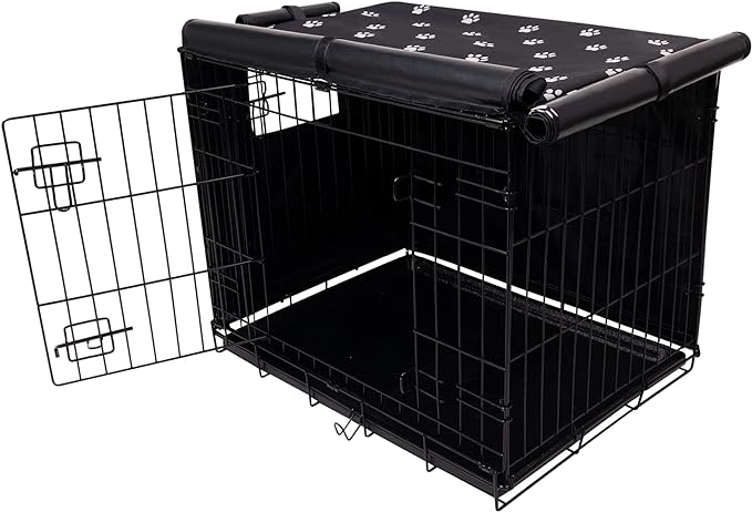 Dog Crate Cover Indoor/Outdoor Durable Windproof 600D Oxford Fabric Pet Kennel Cover Fit for 24 30 36 42 48 Inches Wire Dog Crate for Small and Large Dogs-Cover Only(30 Inch (30"x18"x21"))