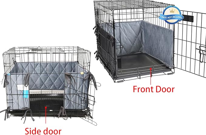 Gray Dog Crate Bumpers with Ties - Tail Protector, 36"X24"X10"