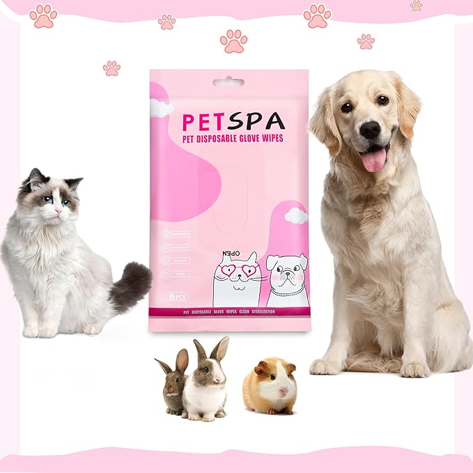 6 Pcs Pet Glove Wipes for Dogs and Cat, Cat Wipes Cleaning Fur and Butt, Pet Wipes for Cat and Dogs for Cleaning, Deodorizing, Daily Care, and Travel for Cats and Dogs
