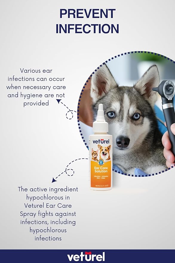 Gentle Dog Ear Care - Dog Ear Odor - Dog Ear Cleaner - Ear Wash for Dogs - Cat and Dog Ear Cleaning Solution - Soothes Itchy Ears - Removes Ear Wax - Cat Ear Care 3.4 oz