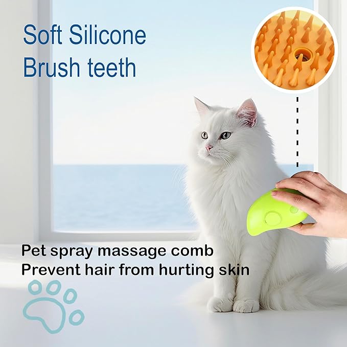 Cat Steam Brush For Shedding, Grooming Tool for Cats and Dogs with Steam Function, Massage, and Shedding Hair Removal - Ideal for Pets, Featuring Weighted Blanket Technology, Hair Brush, 3 in 1