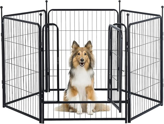 Dog Playpen,Portable Outdoor Dog Fence, Dog Playpen for Large/Medium/Small Dogs, Dog Fences for The Yard,with Doors Foldable Metal (32 inch, 06 Panels)