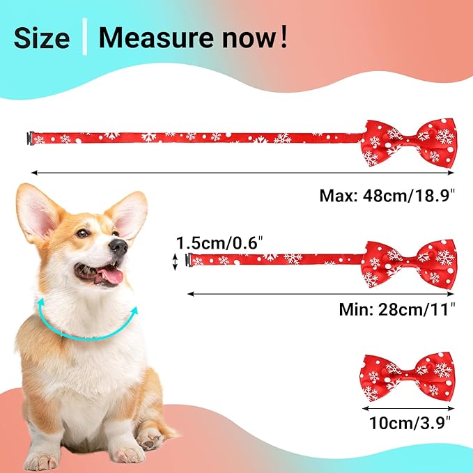 Segarty Dog Bows, 10 PCS Dog Bow Ties, Adjustable Bowties Collar Bowknot, Bulk Pet Dog Grooming Neck Bow for Small Medium Girl Dogs Puppy Cats Christmas New Year Halloween Wedding Holiday Photography