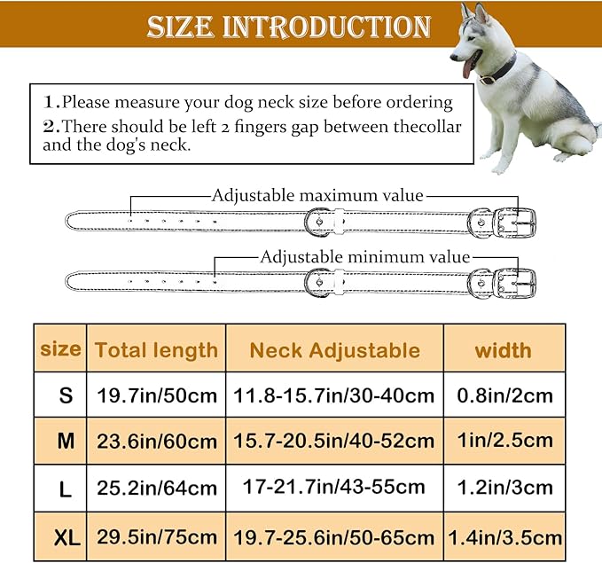 Leather Dog Collar,Heavy Duty Dog Collar Leather,with Strong Metal Buckle Genuine Leather Collar for Dogs,for Small Dog,Medium Dog,Large Dog and Extra Large Dog (XL: 1.4" Width for 19.7"-25.6" Neck)