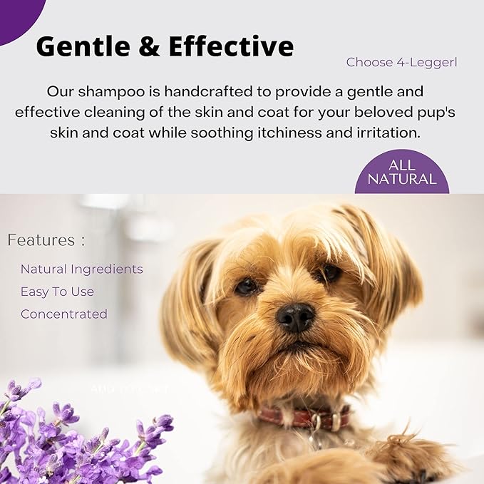 Calm All Natural Lavender Dog Shampoo - Organic Dog Shampoo for Dry Itchy Skin - Calming and Hypoallergenic for Sensitive Skin - Concentrated - USA