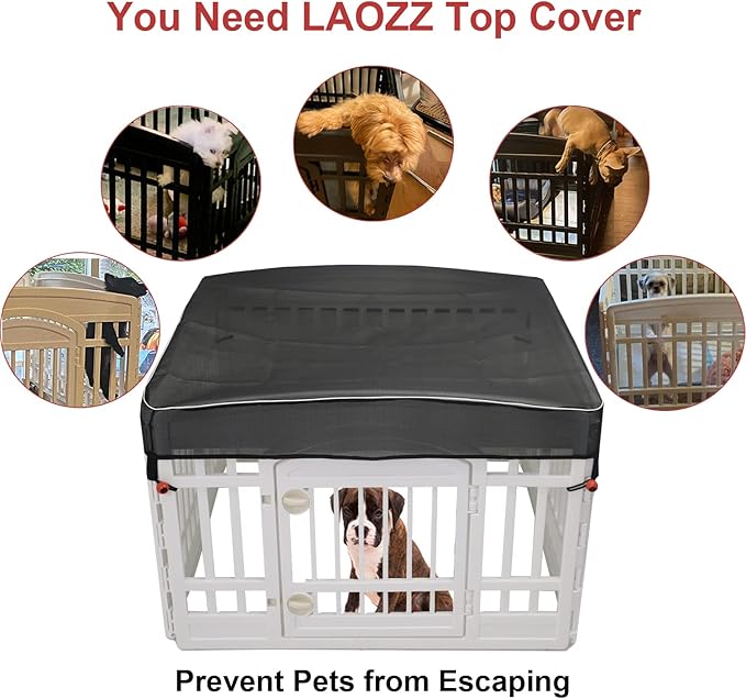 Dog Playpen Cover Mesh Top - Dog Pen Cover for Pets Fits 36 Inch 4 Panels Square Plastic Exercise Pet Pen,Provide Security for Indoor Dog Pen (Playpen Not Included)