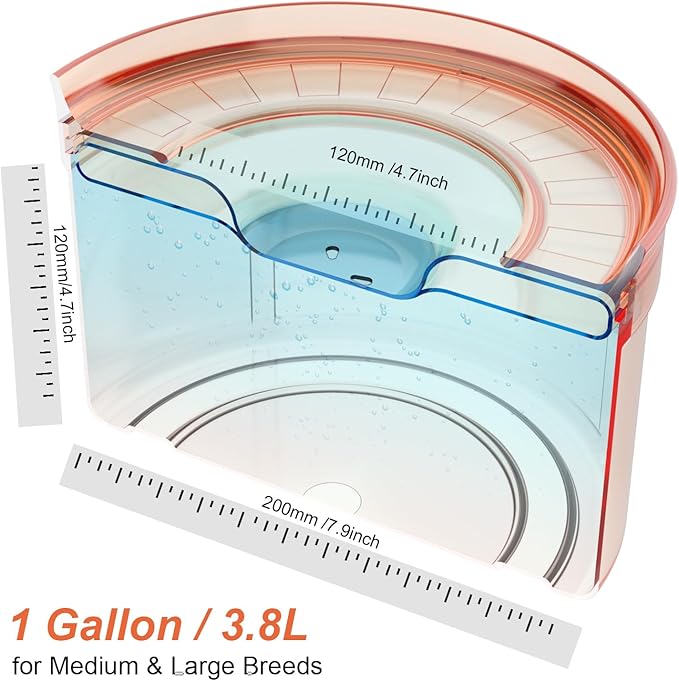 1Gallon/128oz Dog Water Bowl No Spill, Tritan BPA Free Spill Proof & No Splash Dog Water Bowl for Messy Drinkers, Slow Drinking Water Bowl for Large Dogs, Anti-Digging Paws【Living Coral】
