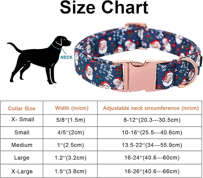 Maca Bates Christmas Dog Collar Cotton Soft Santa Claus Dog Collar with Bow with Metal Buckle Christmas Dog Bow Tie Adjustable for Small Medium Large Dog