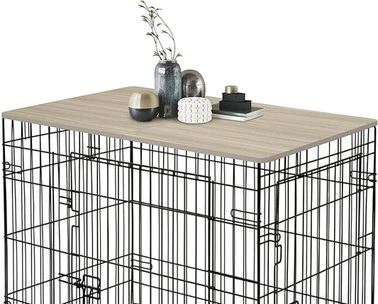Deblue Wooden Dog Crate Topper, Foldable Pet Crate Table Top for Most Brand 36" Wire Dog Crate, Morden Grey Dog Kennel Topper for Small and Large Dog-(36 in Only Topper)