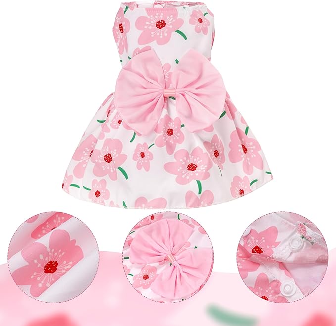 choyaxo Floral Dog Dress Cute Dog Skirt Pet Dress Summer Pet Clothes for Puppy Small Cats,S