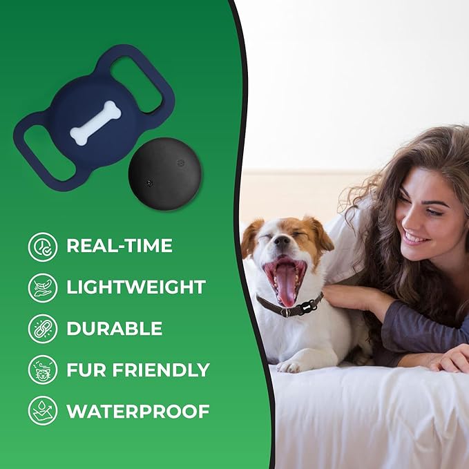 Smart Pet Tracker, Dog Tracker with Collar Holder, Smart Tag for Seamless Location Tracking, Work with Find My, Not GPS Tracker (Blue)
