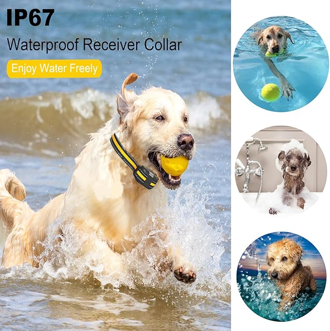 Dog Shock Collar ，3300Ft Dog Training Collar with Remote, IPX7 Waterproof Rechargeable Collar,Light, Beep, Vibration, Safe Shock for 8-120lbs Small Medium Large Dogs