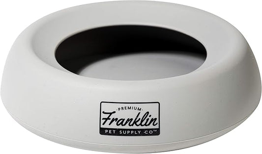 Franklin Sports Spill Proof Portable Pet Bowl For Cars - No Splash Travel Water + Food Dish for Dogs + Cats - 16 oz. - BPA Free,White , Gray