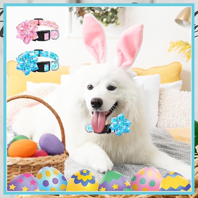 6 Pcs Valentine's Day Dog Collar with Flower Adjustable Valentine's Day Loving Heart Printed Collar for Dogs Holiday Safety Buckle Nylon Dog Collar for Female Male Small Medium Large Pet Dogs(Medium)