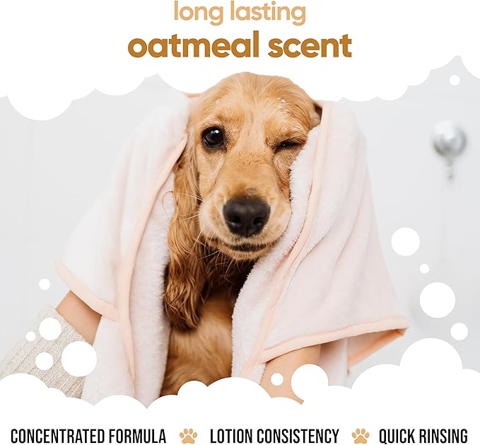 Oatmeal Dog Conditioner (16.90oz) Made with Aloe Vera, Argan Oil & Pro Vitamin B5 to Detangle Matted Coats & Relieve Sensitive & Itchy Skin, Suitable for Puppies from 8 Weeks, Vegan
