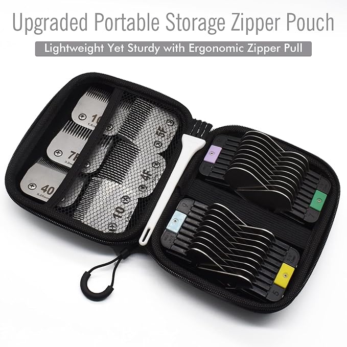 8 Pieces Professional A5 Style Animal Clipper Stainless Steel Color-Coded Snap-on Attachment Guard Guide Combs Set, 1/8"-1" Compatible with Wahl KM Series Oster A5 Andis Detachable Blade Pet Groomers