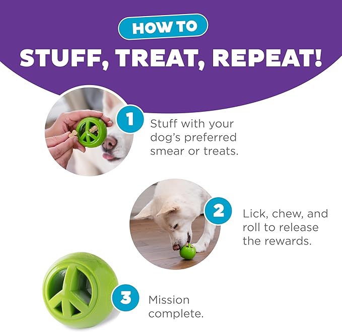 Outward Hound by Planet Dog Nooks Peace Interactive Treat Dispensing Dog Toy, Small, Green