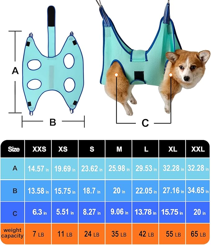 Dog Grooming Hammock, 2023 New Edition Medium Dog Hanging Harness Holder for Nail Clipping, Dog NailTrimming Cutting Hammock, Dog Grooming Sling Restraint Bag with Wide Strap Sewed