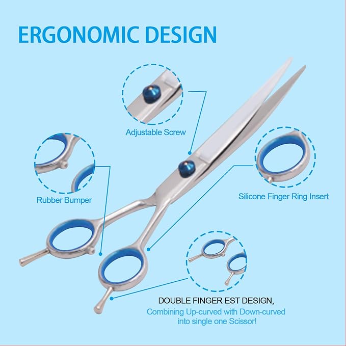 Maxshop Dog Grooming Scissors Kit, Heavy Duty Titanium Stainless Steel Professional Pet Grooming Scissors Kit with Comb, Straight Scissors, Curved Scissors, Thinning Shears for Dogs and Cats