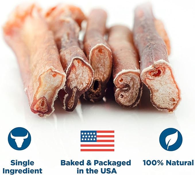 Best Bully Sticks All Natural 6 Inch Thick Bully Sticks for Large Dogs - 100% Free-Range Grass-Fed Beef - Single-Ingredient Grain & Rawhide Free Dog Chews - 5 Pack