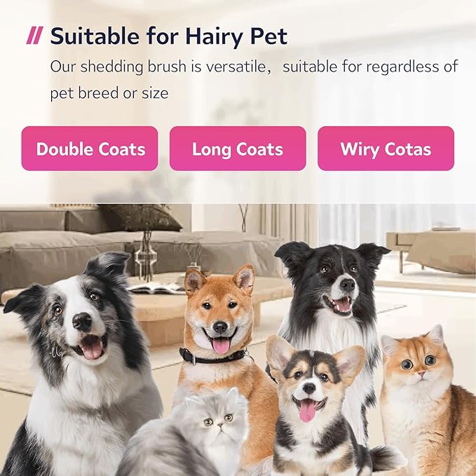 Cat & Dog Brush for Shedding and Dematting,Double-Sided Pet Hair Removal Tool With Metal Comb to Reduce Shedding and Remove Mats,Pet Grooming Brush for Small, Medium Dogs and Cats，pink