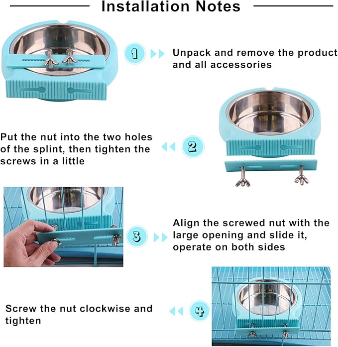 Crate Dog Bowl Removable Stainless Steel Water Food Feeder Bowls Cage Coop Cup for Cat Puppy Bird Pets (Small, Green with Corrugated Clip)
