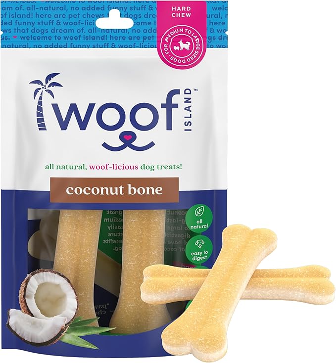 Coconut Dog Bones - Premium, All Natural Coconut Dog Treats - Healthy Puppy Treats & Vitamin Rich Rawhide Free Dog Chews - (Original)