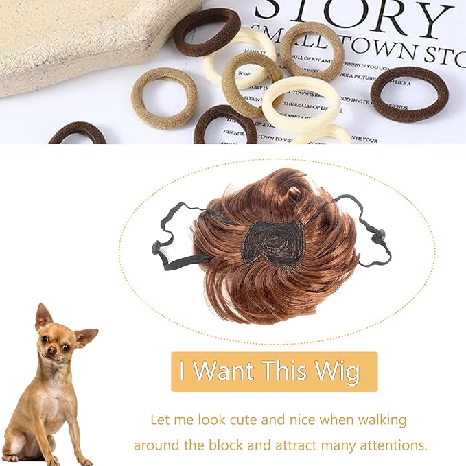 Dog Wig Pet Costumes, Cat Costume Synthetic Accessories Small Dog Headwear for Halloween Christmas Eve Festival Party Decor, Head Wear Apparel Toy (E)