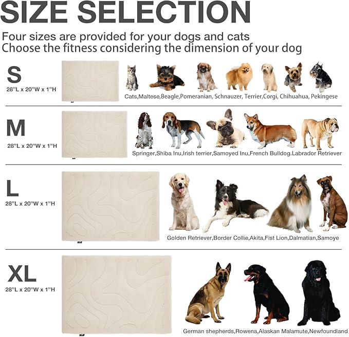 Dog Crate Pad,Machine Washable&Waterproof Dog Bed Mat,Reversible Dog Sleeping Bed,Kennel Bed for Small/Medium Dog,Cage Cushion,Beige